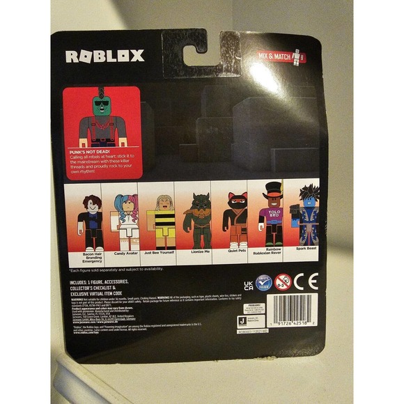 Roblox Avatar Shop Punk's Not Dead! Action Figure w/Zombie Plush Backpack Code - Picture 11 of 11